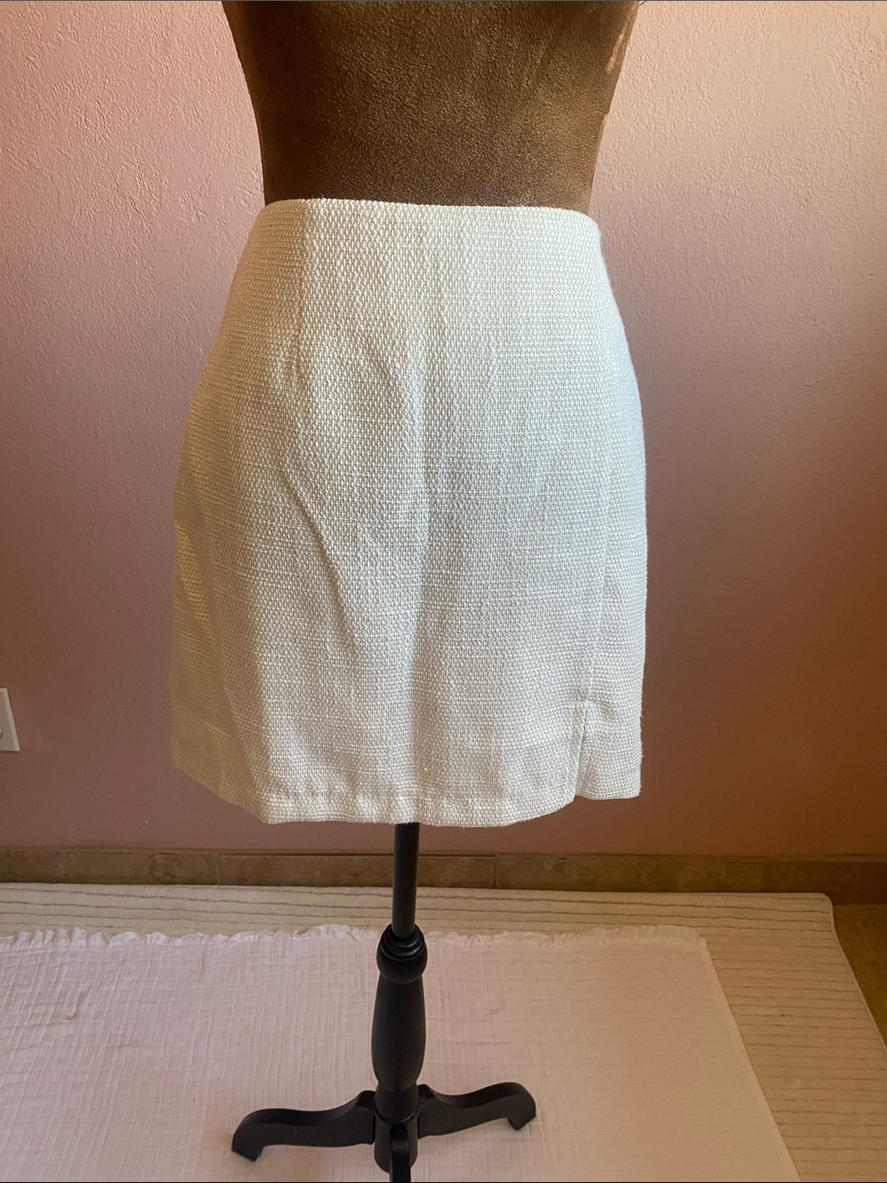 GUESS Cream Textured Mini Skirt